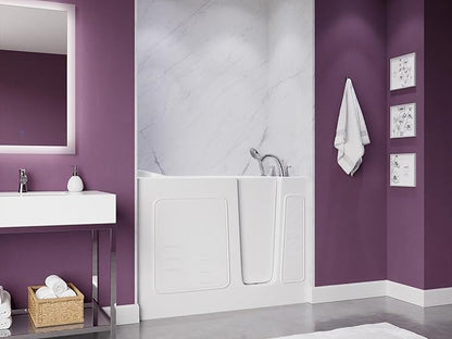 ANZZI Walk In Tub 53'' x 26'' in White, Easy Access, Quick Fill Faucet, Extendable Handheld Shower, Slip-Resistant, ADA Compliant, Ergonomic Head Rest, Safe Reach Grab Bar - AMZ2653RWS-CP