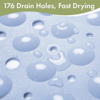 AmazerBath Shower Mat Non Slip 40 x 16 Inches, Shower Stall Mats with Suction Cups and Drain Holes, Non Slip Bath Mat for Tub for Elderly & Kids, Baby Blue