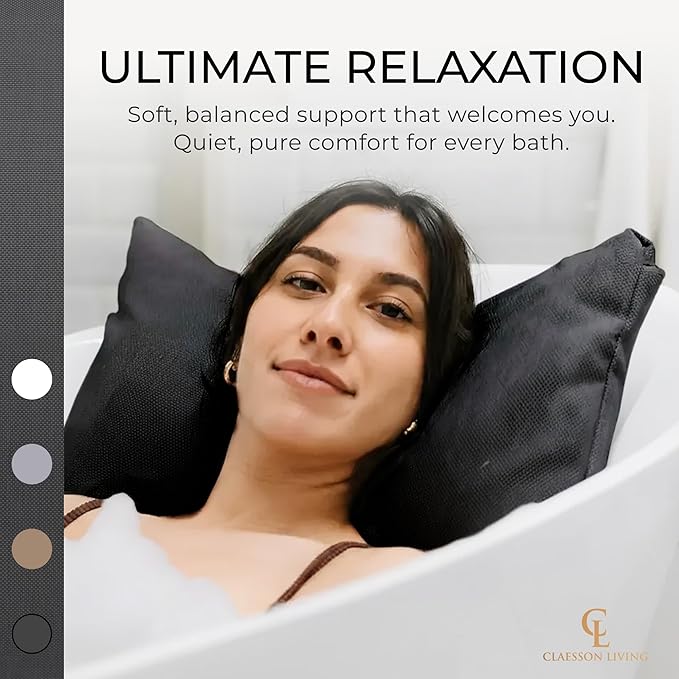 Luxury Bath Pillow for Tub - Thick and Comfortable Bathtub Pillow Support for Head and Neck and Back - Washable Quick-Drying Bath Pillows - Bath Cushion for Home Spa - Fits Any Bathtub - Dark Gray