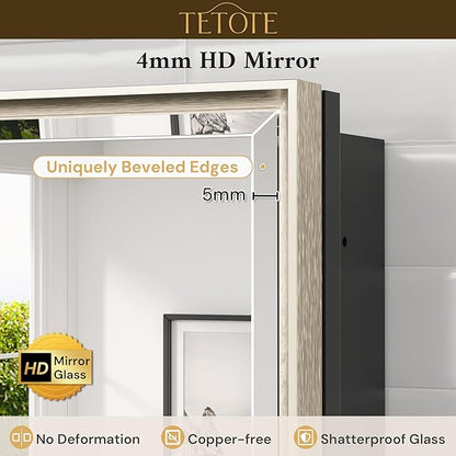 TETOTE 48" x 30" Brushed Nickel Medicine Cabinet Mirror with Storage Shelves Aluminum Alloy Frame with Beveled Edges Recessed or Wall-Mounted Rectangle Medicine Cabinet with Mirror