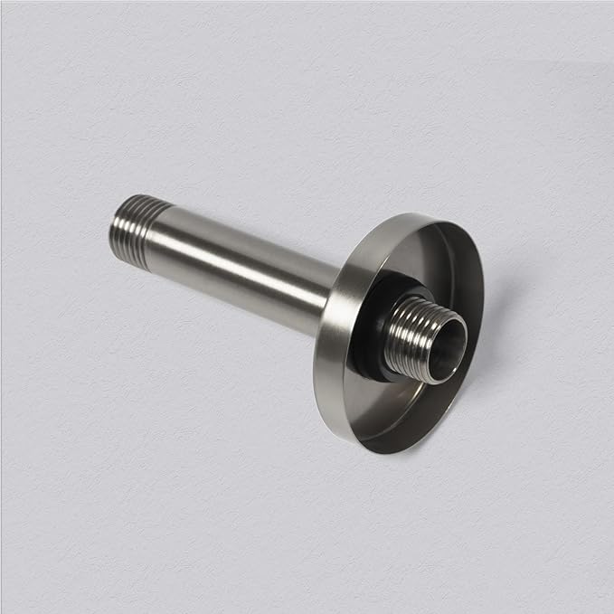 4 Inch Shower Arm with Flange, Ceiling Mounted Shower Head Extension Arm, 1/2 NPT Straight Arm for Rain Shower Head, Stainless Steel Shower Head Extension Replacement Pipe Arm, Brushed Nickel