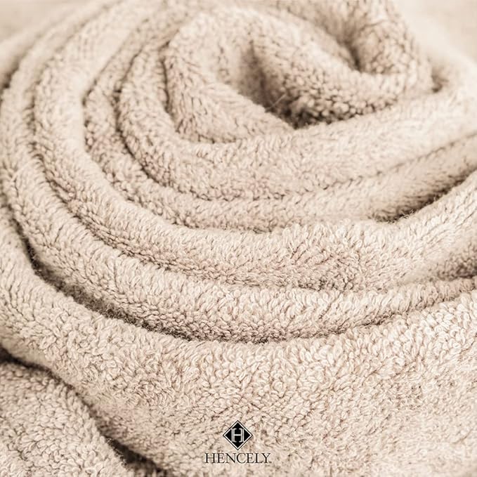 Hencely Bath Sheet Set of 2 - (35x64 Inches) - Luxury Extra Large Oversized Towels, 100% Cotton - Quick Dry, Highly Absorbent, Super Soft - Ideal for Spa, Hotel, Bathroom - (Bath Sheets 2 Pack, Beige)