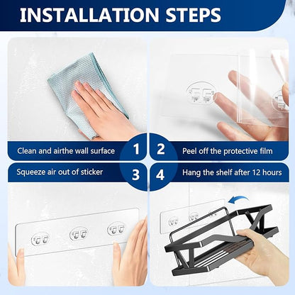 HAOBAOBEI 14 Pack Shower Caddy Adhesive Replacement, Strong Adhesive Hooks for Shower Caddy, Shower Shelf Adhesive No Drilling, for Bathroom Storage Shelves and Kitchen Racks & Soap Holder