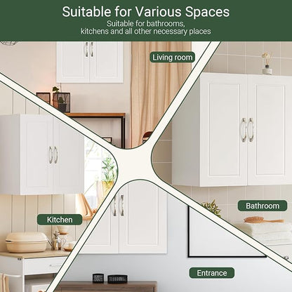 SoBuy Kitchen Wall Cabinet for Laundry Room, Medicine Cabinet for Bathroom, Wall Storage Cabinet for Garage, Linen Tower Bath Cabinet, Cabinet with Shelf, White FRG231-W