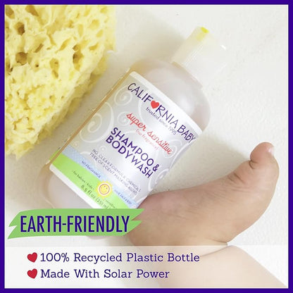 California Baby Super Sensitive Baby Shampoo and Body Wash | 100% Plant-Based | Gentle Fragrance Free Shampoo | Hypoallergenic | 251 mL / 8.5 oz