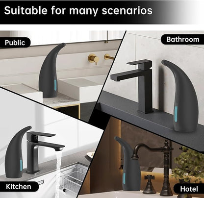 Automatic Liquid Soap Dispenser,300ML Touchless 4 Gear Adjustable,Countertop Electric Battery Operated Hand Soap Dispenser with Sensor for Bathroom,Kitchen,Office（Black）