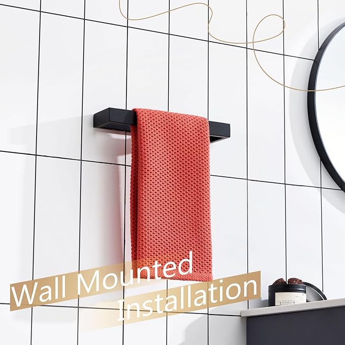 KOKOSIRI Towel Bar Matte Black Hand Towel Holder 12-Inch Kitchen Rack Stainless Steel for Bathroom Hardware Wall Mounted, 1 Pack B4008BK-L12
