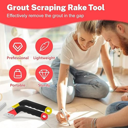 11 Pack Grout Removal Tool Kit, 2 Tile Grout Saws with 6 Extra Blades + Bonus Hand Grout Saw & 2 Grout Cleaning Blades, Ideal for Tile Gap Cleaning and Repair