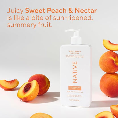 Native Body Lotion Contains Naturally Derived Plant-Based Moisturizers for Women and Men | Restores Dry Skin, Peach & Nectarine, 16.5 fl oz