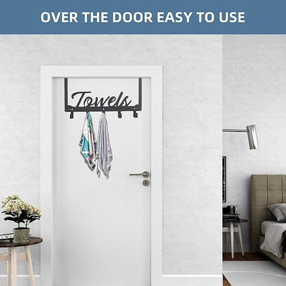 Over The Door Hooks, Heavy Duty Wall Mount Towel Hanger with 7 Hooks for Bedroom Bathroom Pool Kitchen Towels, Bag, Coats (Gold)