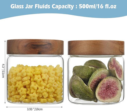Small Glass Jars With Lids 16oz Spice Jars with Screw Lids Kitchen Clear Glass Storage Canister Container for Salt Herbs Cinnamon Coffee Seasoning Candy Cookie Tea (16oz(500ml)-2 pack)