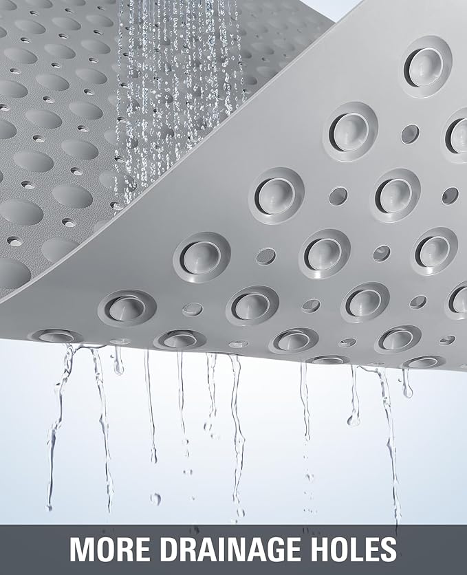 Yolife Extra Large Shower Mat, 34.3" L x 23.3" W TPE Anti Slip Stand Up Shower Mat with Drain Holes and Suction Cups, Large Size Mat More Suitable for Shower Stall, No Odor, Heavy Mat