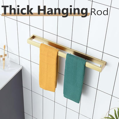 KOKOSIRI Towel Bar Brushed Gold Bath Towel Holder 24 Inch Kitchen Towel Hanger Rack Stainless Steel Bathroom Hardware Wall Mounted, 1 Pack B4008BG-L24