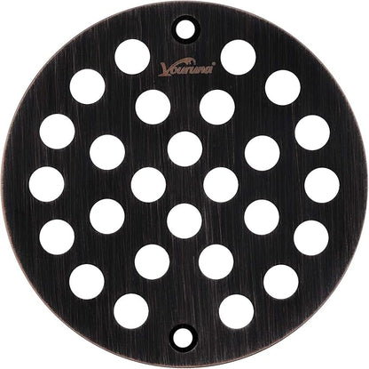 4-Inch Screw-in Shower Strainer Drain Cover Replacement Floor Strainer (Oil Rubbed Bronze) (Isn't Black)
