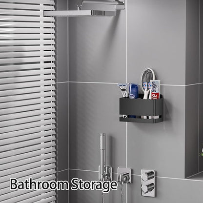 Aluminum Electric Toothbrush Holder - Bathroom Wall Mounted Toothbrush Holder (Black, Double Slot)