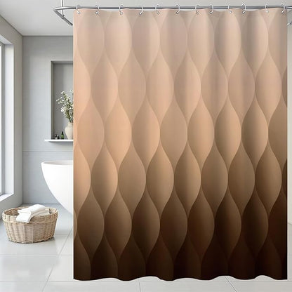 Brown Ombre Shower Curtain, Modern Geometric Shower Curtain Set, Washable Polyester Fabric for Bathroom, Weighted Hem, 72 x 72 inch