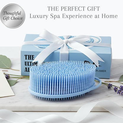 Silver Infused Exfoliating Body Scrubber - Textured Back Scrubber Shower Brush - Avilana Advanced Material Bath Tool Dual Sided - Gentle Smoothing Rough Skin - Premium Gift Women Men