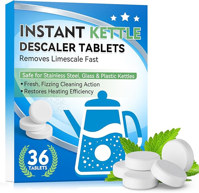 Kettle Descaler Tablet, 36 Pack Kettle Cleaner Removes Hard Water Buildup, Efficient Water Bottle Cleaning Tablets, Limescale Remover Tablet For Kettles, Coffee Machines, Shower Heads