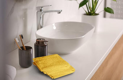 Softolle 100% Cotton Washcloths 60 Pack (12x12 Inches) Soft, Highly Absorbent Washcloth, Face Towels, Wash Cloths for Face, Ring Spun, Bulk Pack (Yellow)