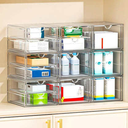 Desk Organizers And Accessories With 22 Drawers, 4 Pack Office Desktop Drawers, Plastic Makeup Organizer Containers Bins With Drawers Desk Organization, Bathroom Organizers Storage Case Box Cube