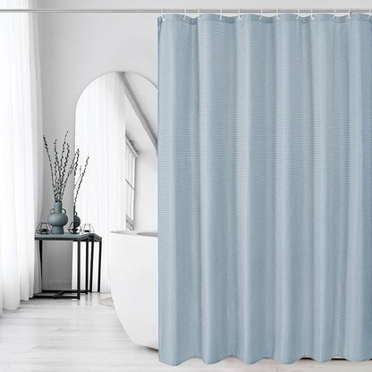 Gibelle Long Shower Curtain 72 x 78, Tall Waffle Weave Textured Fabric Shower Curtain for Bathroom, Water Repellent, Machine Washable, Fog Blue
