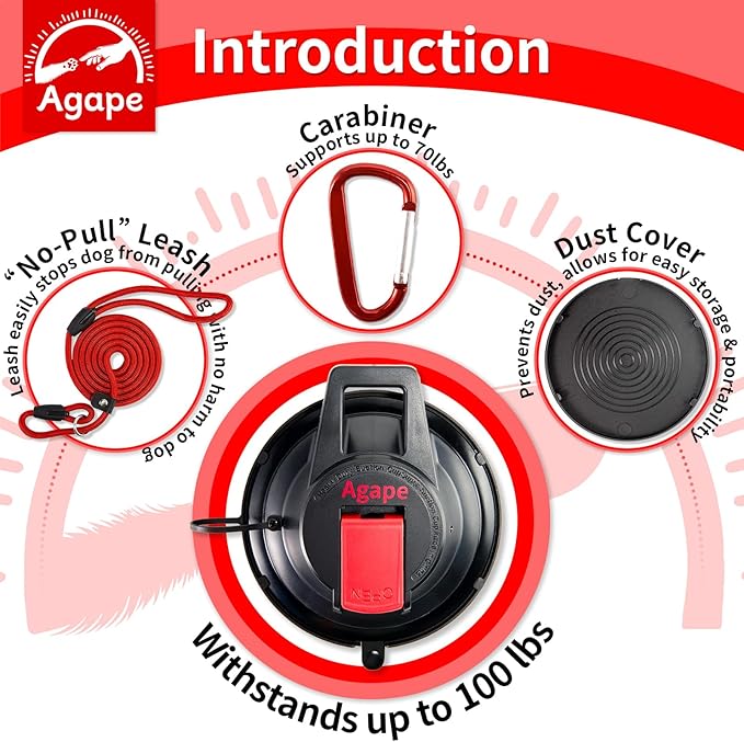 Agape Heavy Duty Dog Bathing Suction Cup with Adjustable Collar Restraint Leash, Powerful Reusable Pet Grooming Tub Loop, Portable Dog Bath Holder, Anchor for Dog & Cat Shower, Trimming, Blowing