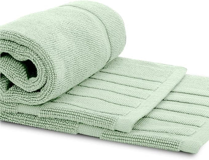 White Classic Luxury Bath Mat Floor Towel Set - Absorbent Cotton Hotel Spa Shower/Bathtub Mats [Not a Bathroom Rug] 22"x34" | 2 Pack | Green