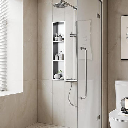 Neodrain 8X36 Inch Brushed Three Layers Stainless Steel Shower Niche, NO Tile Needed Recessed Wall Niche Shelf for Bathroom Storage, 3-Tier Built-in Cabinet niches in Wall