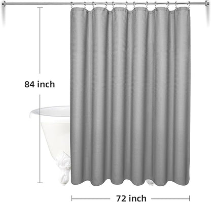 LaCyan 3 in 1 Waterproof Waffle Weave Shower Curtain and Clear Liner Set with 12 Stainless Steel Hooks Double Sided for Bathroom 72 Inches Heavy Duty Polyester Fabric Shower Curtains 72x84