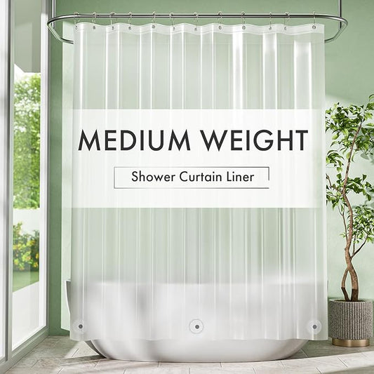 Amazer Plastic Shower Curtain Liner with Magnets, 72x72 Frosted Shower Liner PEVA Waterproof Inside Shower Curtains Liner for Bathroom with Rustproof Grommet