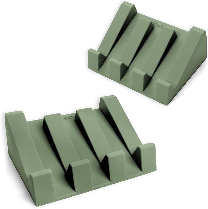 Silicone Soap Dish (USA Patented) Self Draining Bar Soap Holder for Shower Bathroom Sink, Drying Soap Dish Tray Kitchen Sponge Holder Easy Cleaning Soap Saver Mat (Eco Green, 2)