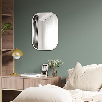 Silver Wall Mirror-Beveled Edge Frameless Mirrors for Bathroom, Vanity, Bedroom, Rectangle Mirrors（17.8X23.7inch）