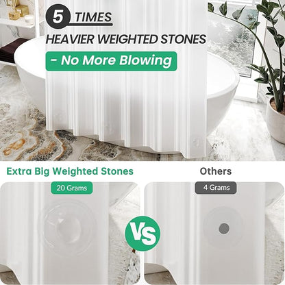 AmazerBath Extra Long, 8G Heavy Duty Plastic, 96 Length, Weighted Tall 72 x 96 Frosted, Bathroom Shower Curtain Liners with 3 Weights
