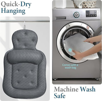 Bath Pillows for Tub, Extra Large Bathtub Cushion for Head and Neck with Soft 5D Mesh Fabric and 54 Non-Slip Suction Cups, Relaxing Tub Shower Accessories Spa Gifts