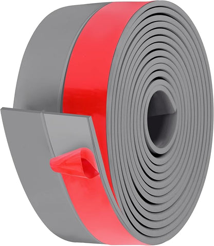 MYFAMIREA Door Weather Stripping 2IN (W) x 10FT (L) Door Draft Stopper Seal Tape Silicone Seal Strip Self Adhesive Shower Sweep Insulation Tape Side Bottom Strip for Sliding Glass Window Gap, Gray