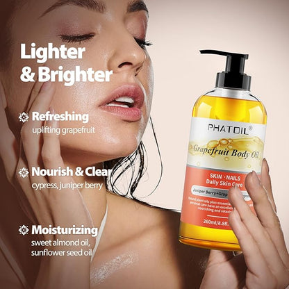PHATOIL Grapefruit Body Oil, 260ML Body Oils for Nourish Skin, Long-Lasting Nature Fragrance Oils, Premium Grapefruit Body Oil Great for All Skin Types - 8.8FL.OZ
