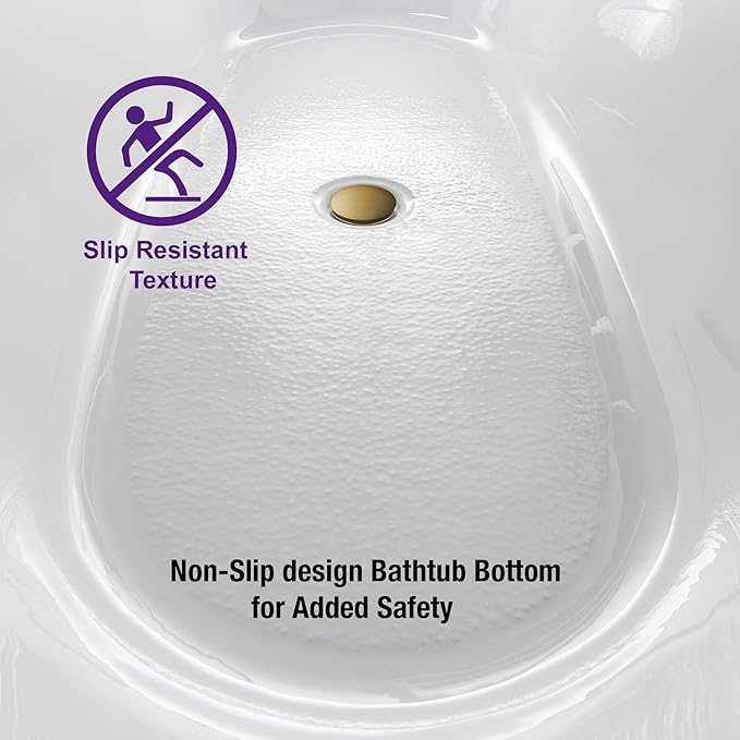 WOODBRIDGE 59" Freestanding White Acrylic Soaking Bathtub with Brushed Gold Drain and Overflow,BTA1514 -BG-Drain &O