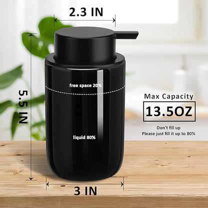 Soap Liquid Dispenser Ceramic with Easy-to-Press Pump Hand Liquid Dispenser (Can't Foam) for Shampoo Bathroom Countertop 13.5 oz