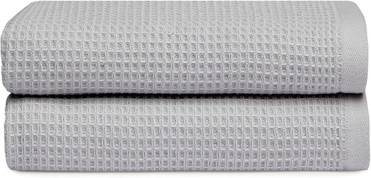 Cozy Earth Waffle Hand Towels - 60% Cotton 40% Viscose from Bamboo Hand Towels 20 x 30 Inches - Soft & Absorbent Terry, Reversible Mini Textured Waffle & Weave Pattern - 2 Pack
