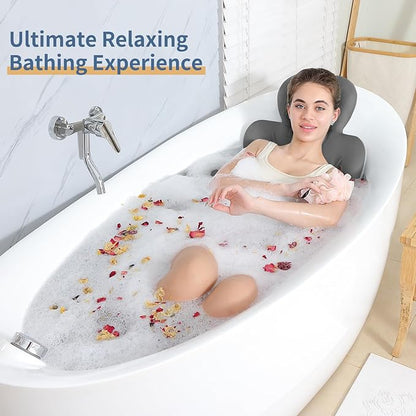 Bath Cushion, Full Body Bathtub Pillow with 160 Suction Cups, Bath Mat for Head and Neck Support, with Laundry Bag (Dark Gray, 60.2" x 16.2")