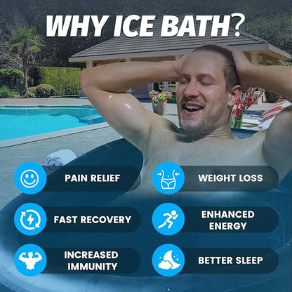 XXL Ice Bath Tub for Athletes, Compatible with Water Chillers, 216-Gallon Inflatable Cold Plunge Tub with Insulated Lid, Thermometer, Water-Absorbent Mat, Portable for Outdoor & Indoor Recovery