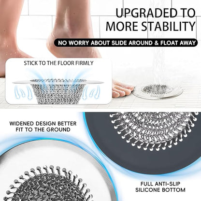 Bathtub Drain Hair Catcher, Fast Drainage Shower Drain Hair Catcher, Reversible 304 Stainless Steel Drain Protector for Pop-Up and Regular Drains of Bathroom(Patented Product)