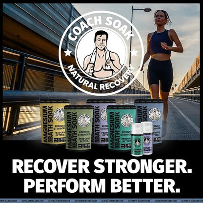Coach Soak Recovery Bath Soak - Alternative to Epsom Salt Bath Soak - Fast-Absorbing Pure Magnesium Flakes & Dead Sea Salt with 21 Minerals, Bath Salts & Essential Oils - 3 lb, Unscented