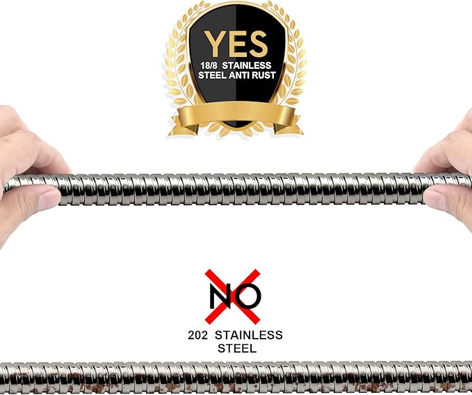 Shower Hose, 79 Inches Extra Long Stainless Steel Handheld Shower Head Hose with Brass Insert and Nut - Durable and Flexible(Brushed Nickel)
