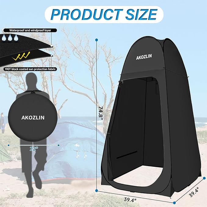 AKOZLIN Portable Pop Up Shower Tent Instant Privacy Dressing Changing Tent Outdoor Shower Room Camp Toilet Tent