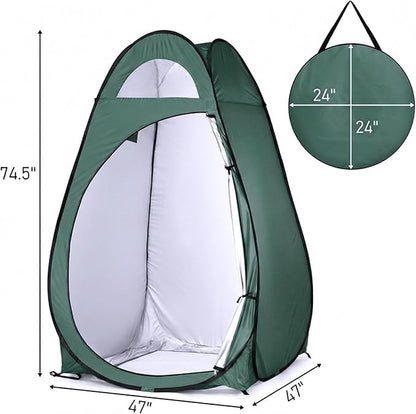 4x4ft Pop Up Privacy Shower Tent with Top Window, 3.6lbs Liightweight Dressing Room, Portable Toilet Stall with Carry Bag for Camping, Beach, Outdoors (Green)