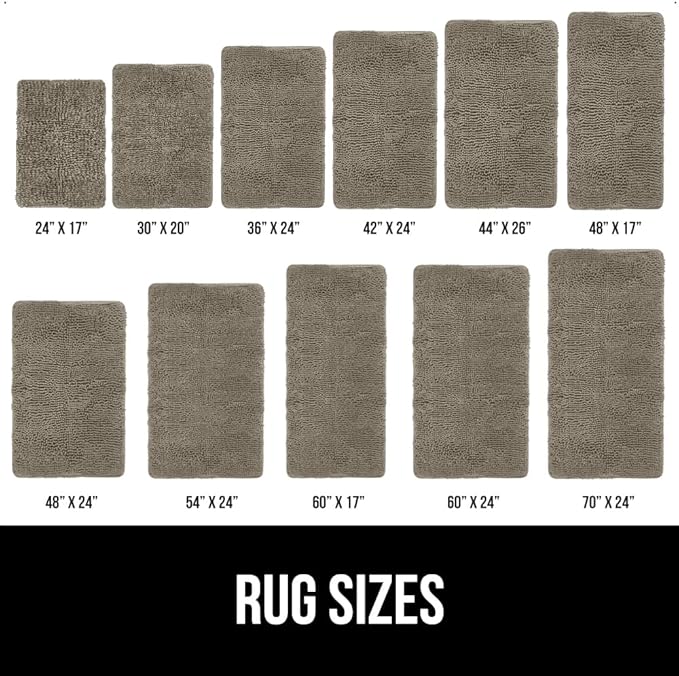 GORILLA GRIP Bath Rug Mat 30x20, Thick Soft Absorbent Chenille, Quick Dry Microfiber Mats, Rubber Backing Washable Shower Floor Rugs, Bathmat Runner, US Designed Bathroom Home Decor Accessories Latte