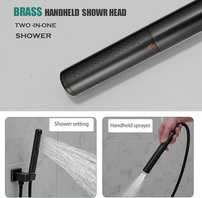 Hoimpro 12 Inch Shower Rain Head Shower System Faucet Set 2 in 1 Handheld Showerhead Wall Mounted, Rainfall Showert Head Fixture Combo, Oil Rubber Bronze