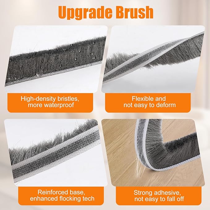 33.3FT Self-Adhesive Weather Stripping Seal for Door Frames and Sliding Windows, Weatherstripping for Soundproofing, Dustproof, Window Insulation for Winter, 0.35'' Wide x 0.6'' Thick, Grey