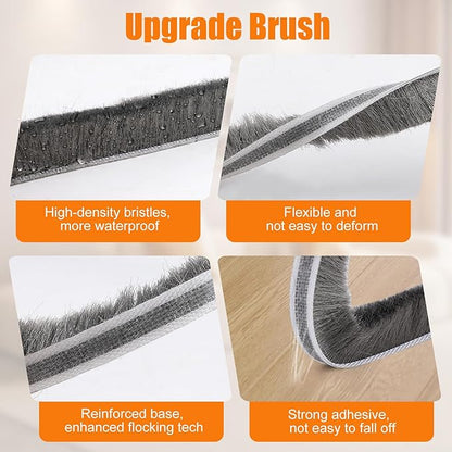 33.3FT Self-Adhesive Weather Stripping Seal for Door Frames and Sliding Windows, Weatherstripping for Soundproofing, Dustproof, Window Insulation for Winter, 0.35'' Wide x 0.6'' Thick, Grey